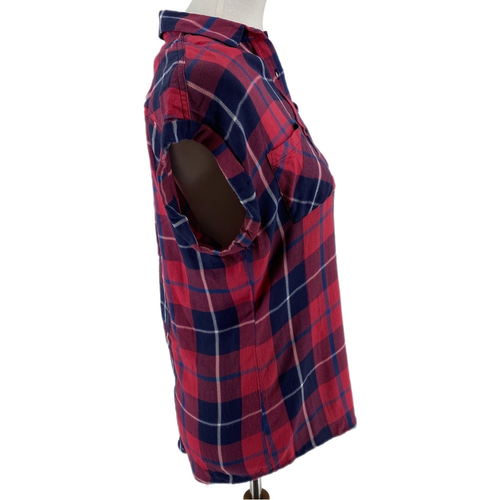 Rails Red & Blue Plaid Button Up Short Sleeve Shi… - image 3